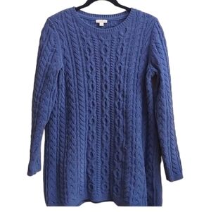 J JILL Cable Knit Chenille Long Sleeve Tunic Sweater